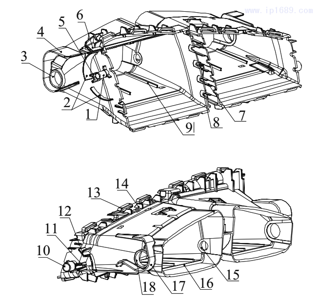 圖 1　某汽車空調(diào)出風(fēng)口殼體結(jié)構(gòu)示意圖